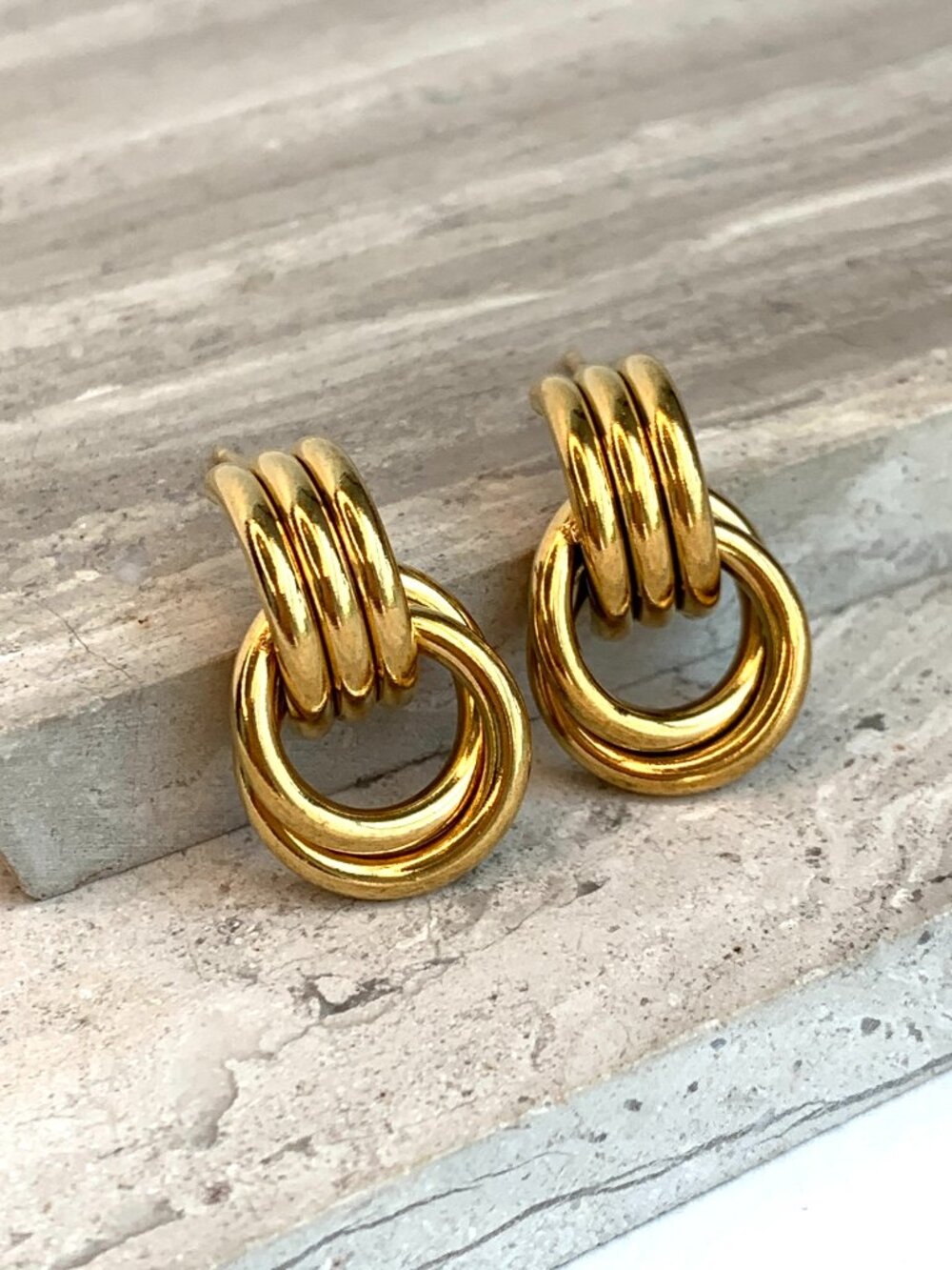 NEW~ Anthropologie Heaven Mayhem Micro Knot Gold Earrings